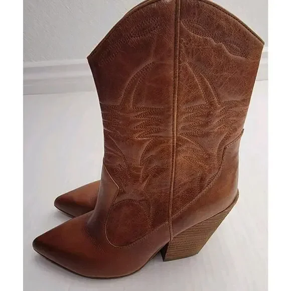 Anthropologie Jeffrey Campbell Midpark Western Boots Size 7 Brown